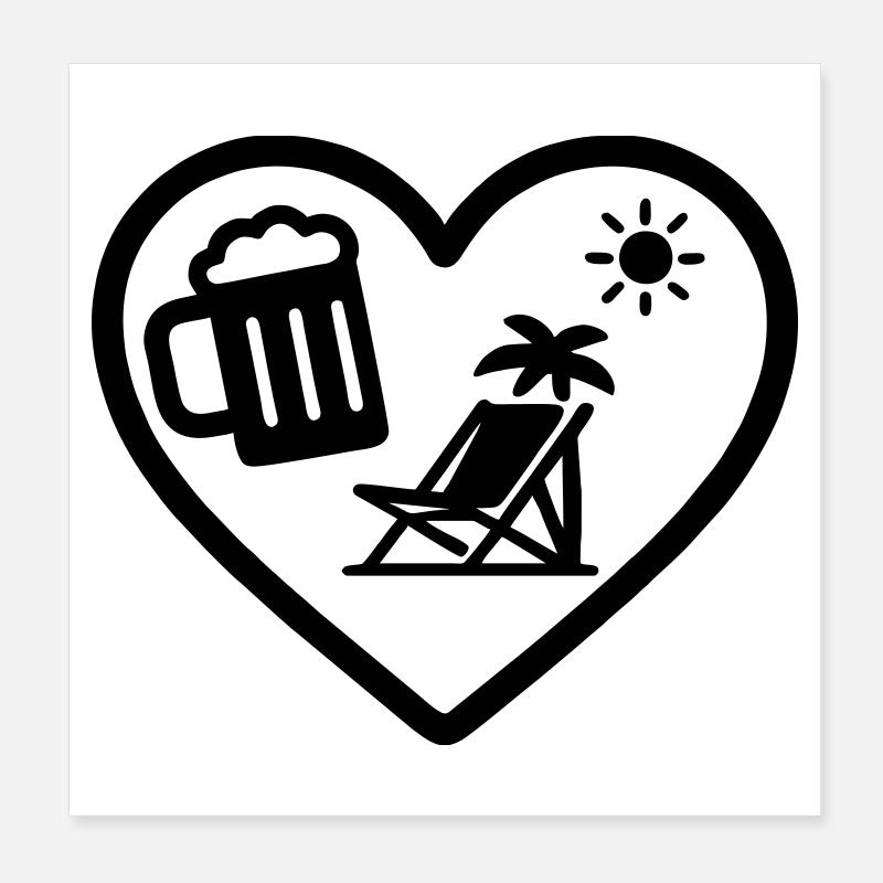 Humour Soleil de Noël à la Bière de Cœur Poster 20 x 20 cm
