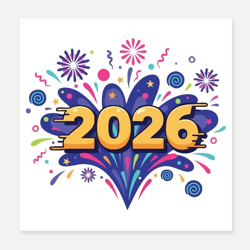 Fête du réveillon du réveillon des feux d’artifice 2026 Poster 20 x 20 cm