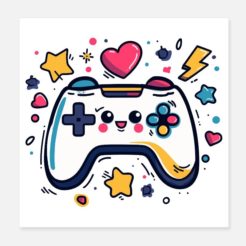 Kunterbunter Controller-Charme Poster 20x20 cm