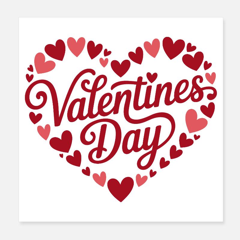 Valentine's Day Heart Font Pattern Poster 8" x 8" (20x20 cm)