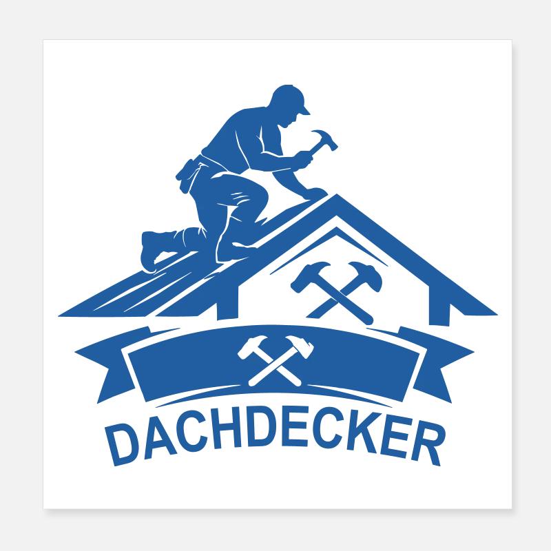 Roofer Work Silhouette Poster 8" x 8" (20x20 cm)