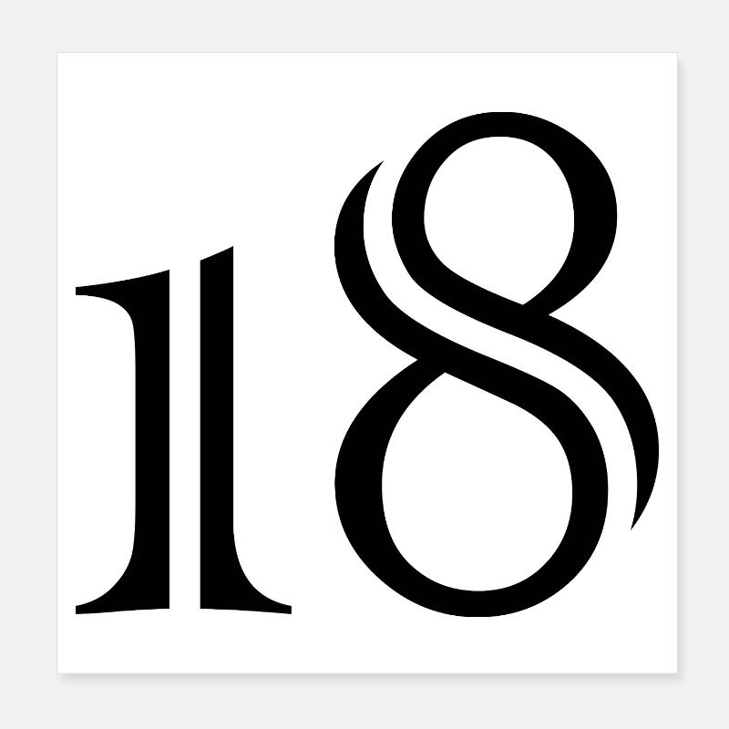 18. 18 ANS. 18e ANNIVERSAIRE. ANNIVERSAIRE 18 ANS. Poster 20 x 20 cm