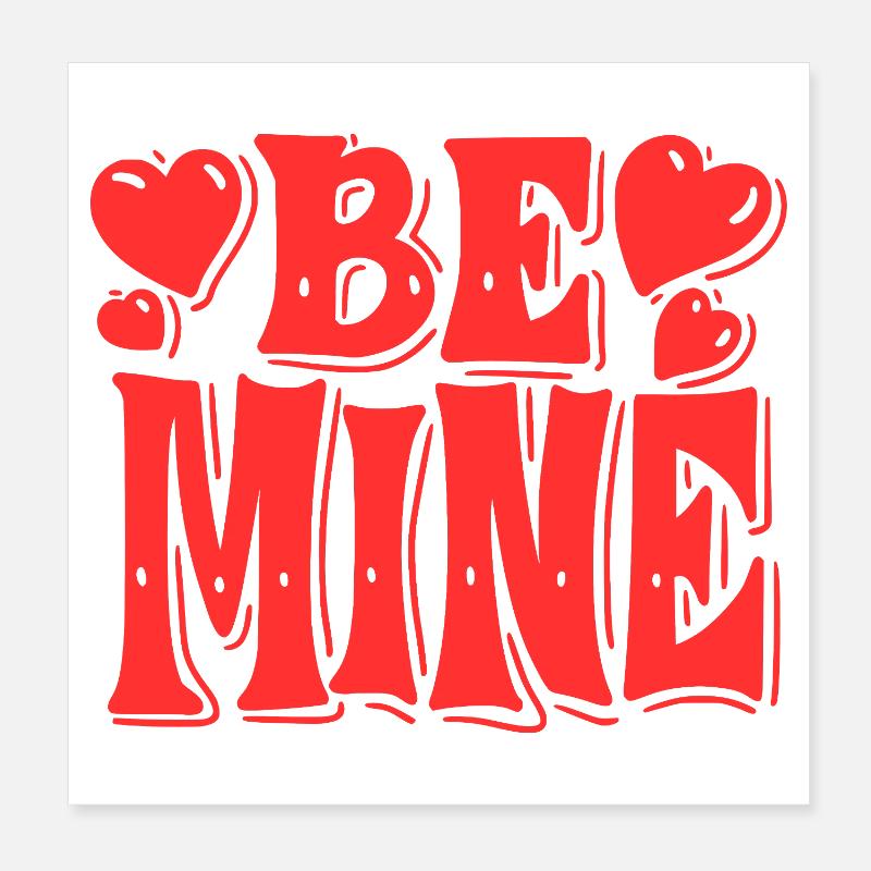 Be Mine Hearts Retro Poster 20x20 cm