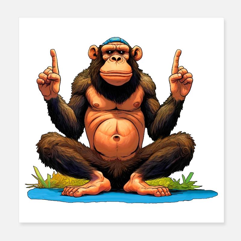 Monkey Yoga / Yogi Monkey Poster 20 x 20 cm