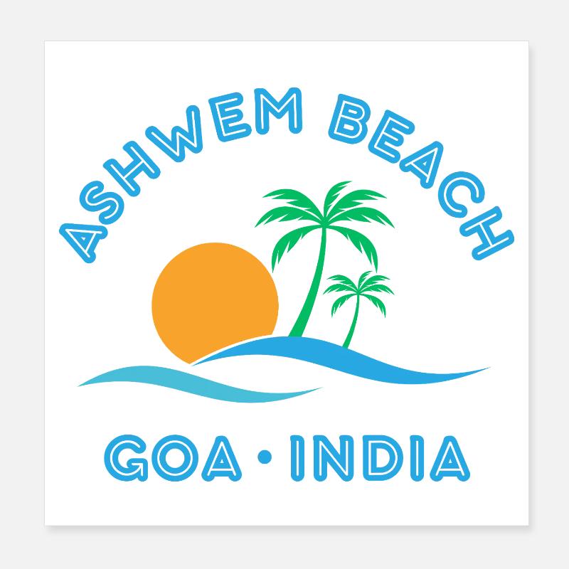 Ashwem Beach Goa Sunset Palm Poster 8" x 8" (20x20 cm)