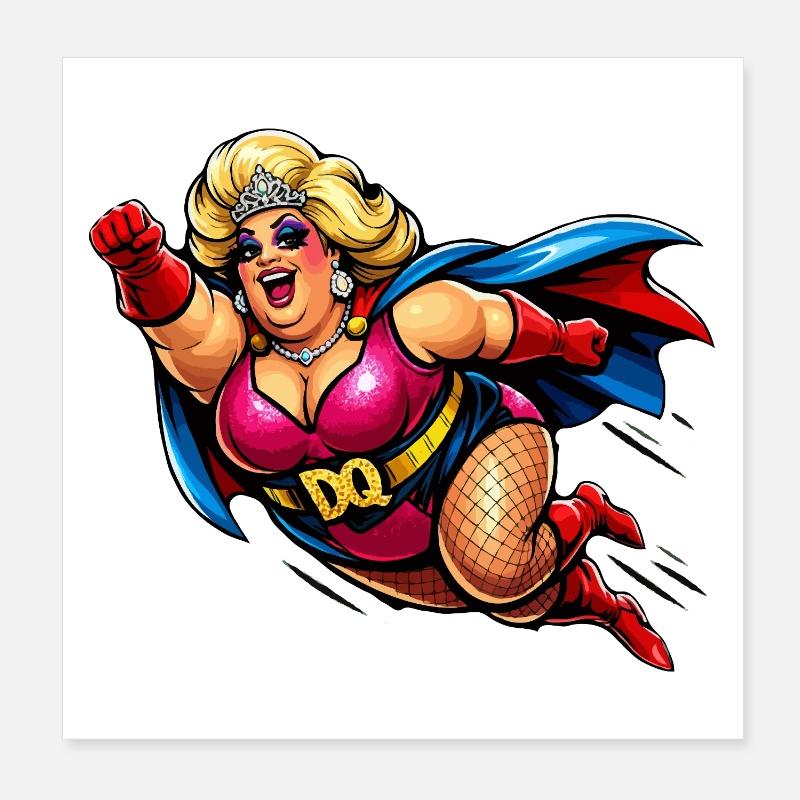 Superheldin Retro Glam Poppig Poster 20x20 cm
