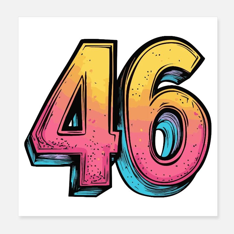 46 Nombre Multicolore Poster 20 x 20 cm