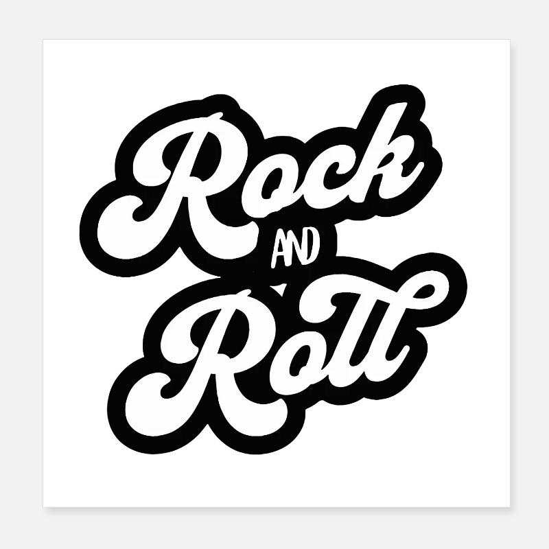 Rock and Roll Vintage Script Poster 20 x 20 cm