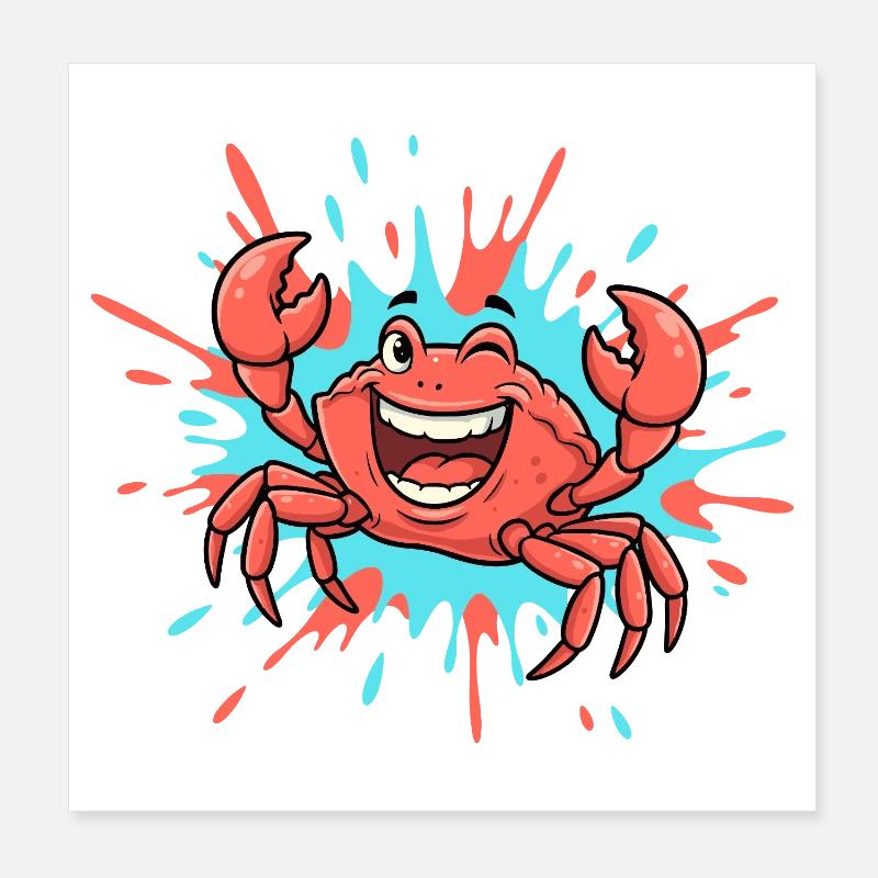 Éclaboussure couleur du crabe rieur Poster 20 x 20 cm