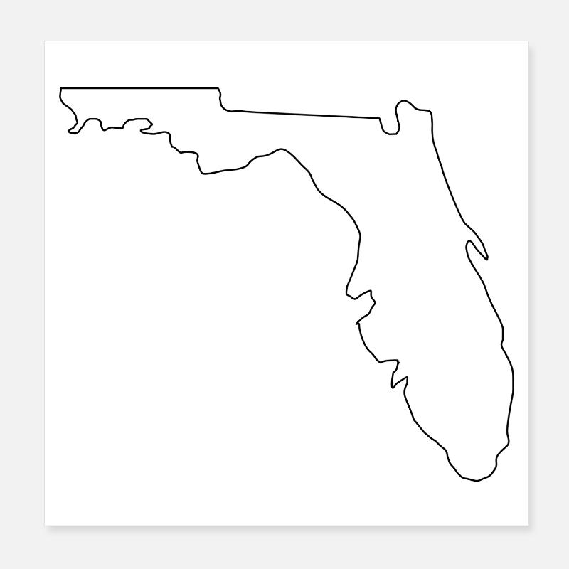 Florida outline map Poster 8" x 8" (20x20 cm)