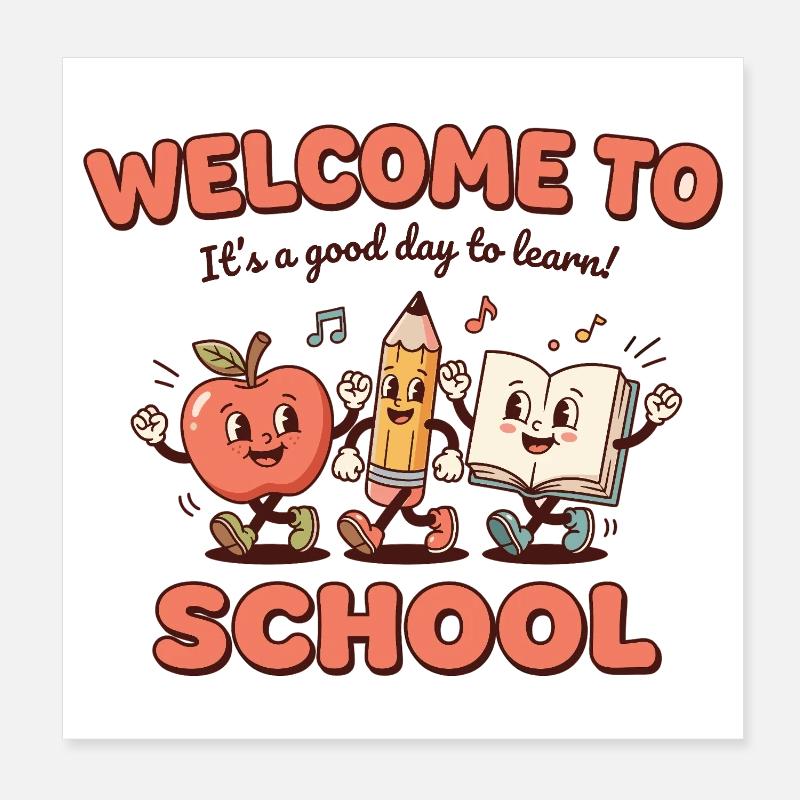 Welcome to School Design – Einschulung Kinder Poster 20x20 cm
