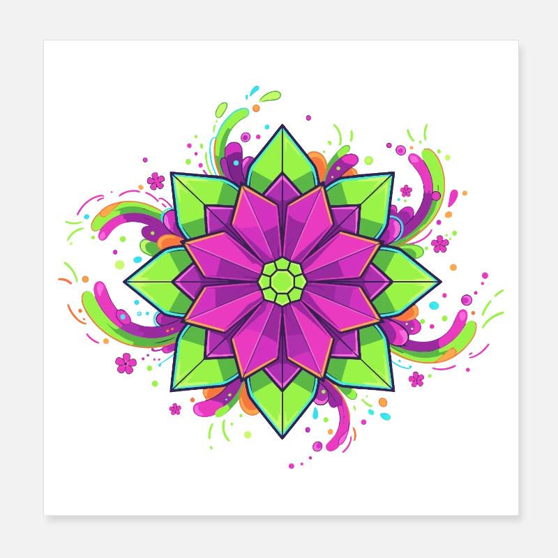 Fleur de mandala colorée Poster 20 x 20 cm