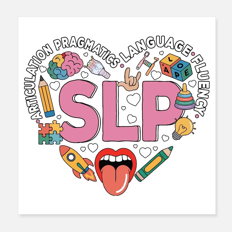 Speech Therapy Speech Language Pathology SLP Poster 8" x 8" (20x20 cm)