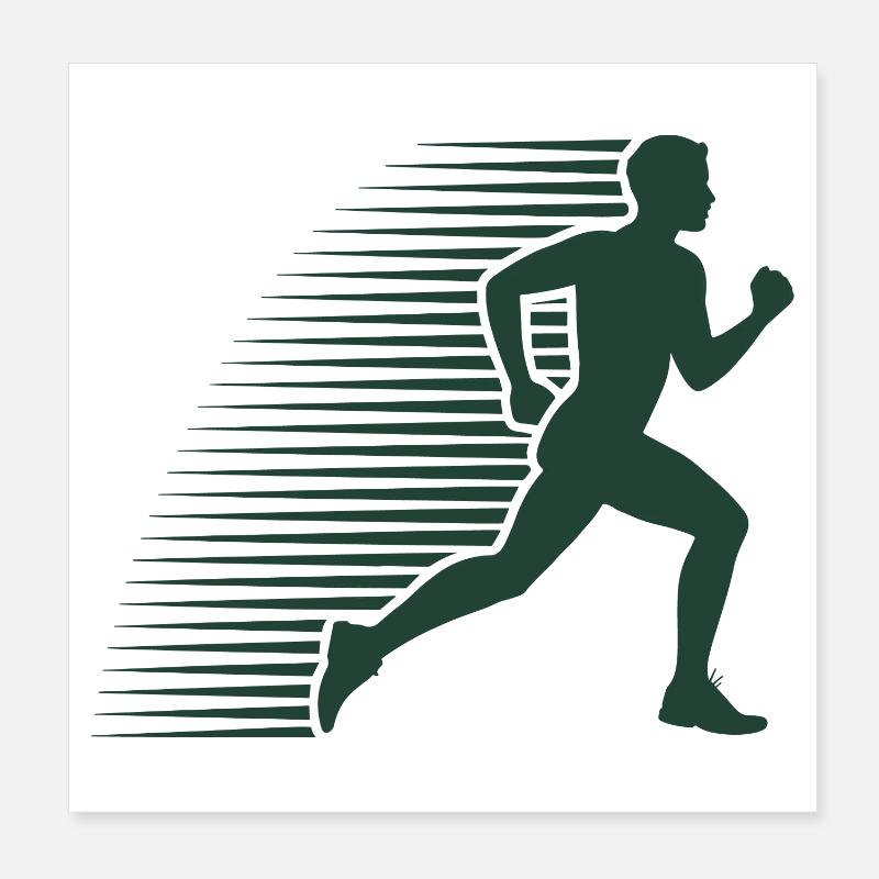 Silhouette en course au sprint Poster 20 x 20 cm