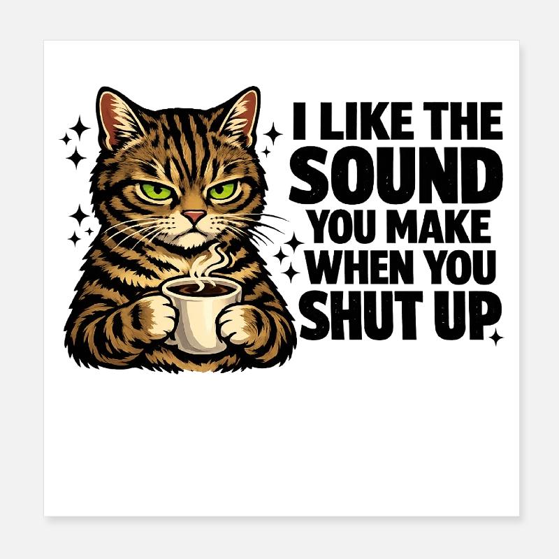 Kaffee Katzen im Noir-Stil - Geschenk  Morgenmuffe Poster 20x20 cm