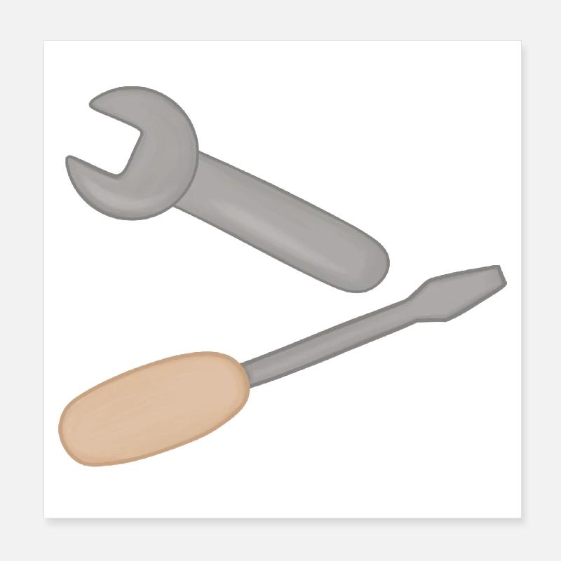 Duo d’outils : clé et tournevis Poster 20 x 20 cm