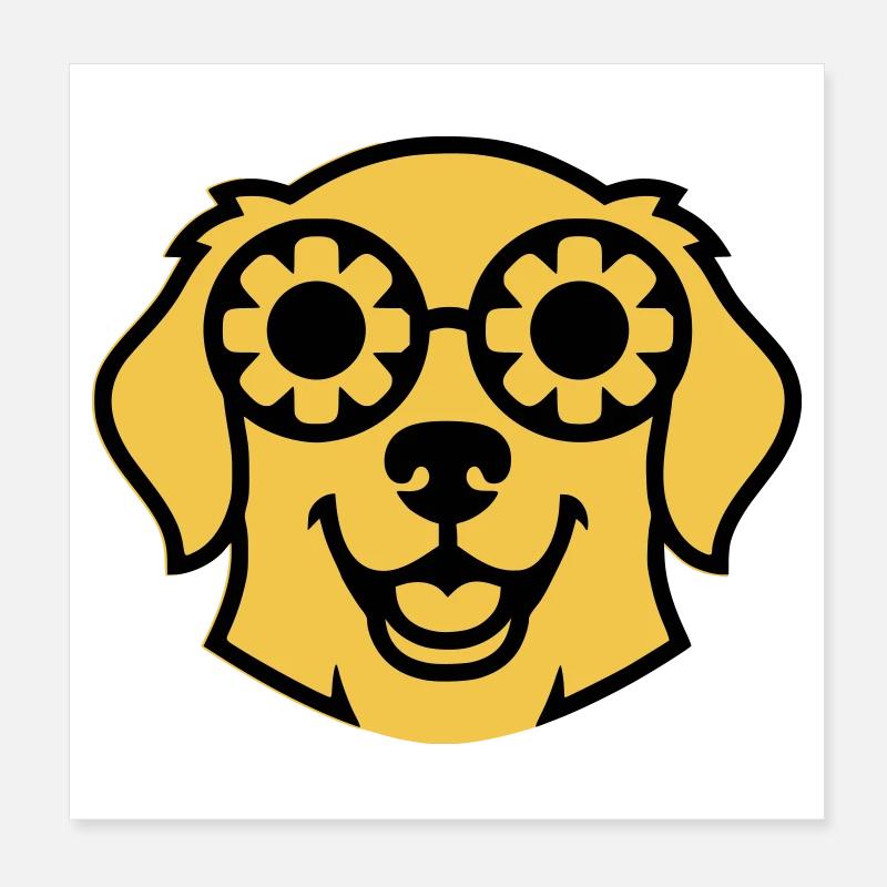 Labrador Blume Brille Peace Comic Poster 20x20 cm