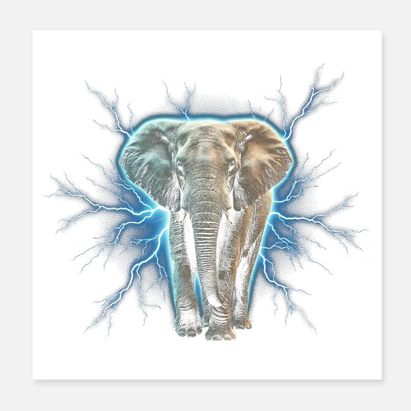 Blitzelefant mit elektrischer Aura Poster 20x20 cm