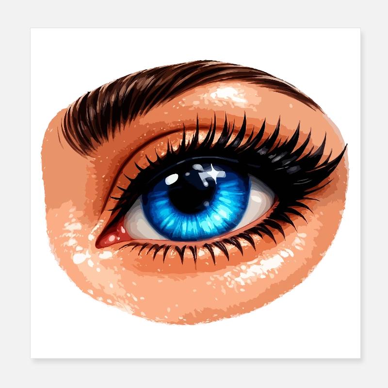 Blue Eye Illustration Pop Art Aura Poster 20 x 20 cm