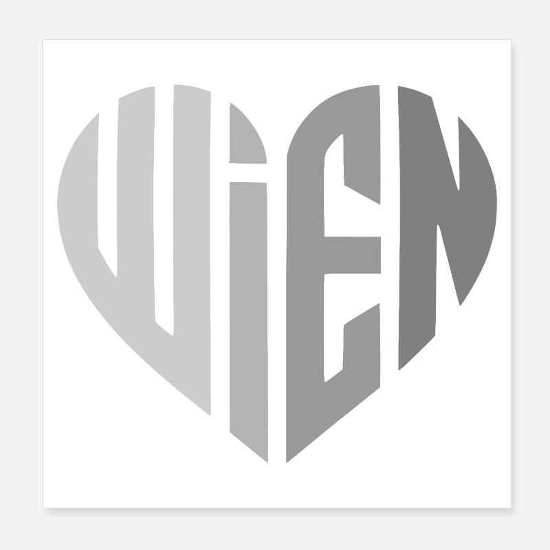 Vienna Geometric Heart Motif Grey Poster 8" x 8" (20x20 cm)