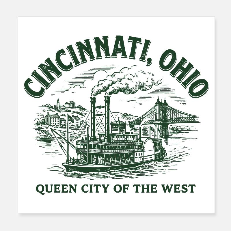 Cincinnati Steamship Heritage Poster 8" x 8" (20x20 cm)