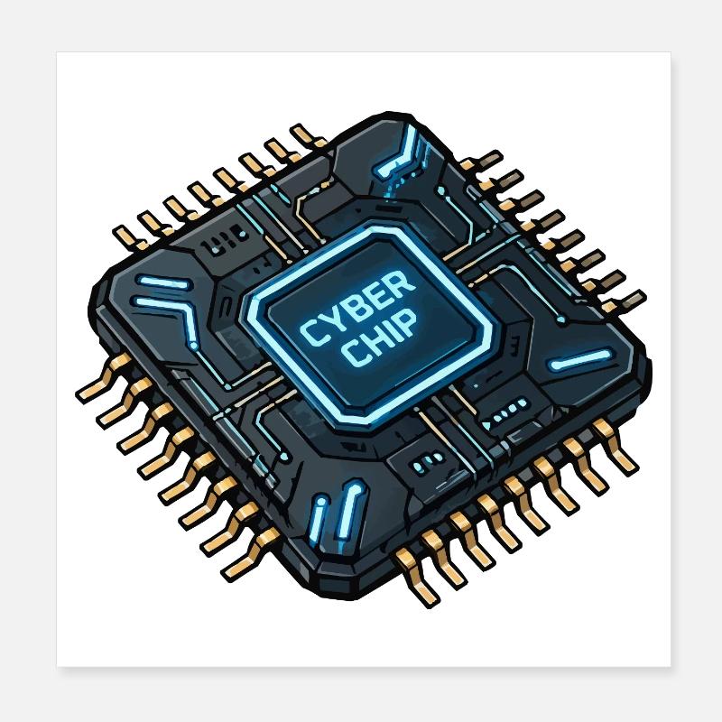 Cyberchip Neon Circuit Poster 20x20 cm