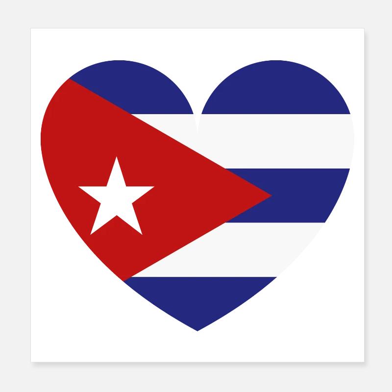 Drapeau du Cœur de Cuba Poster 20 x 20 cm