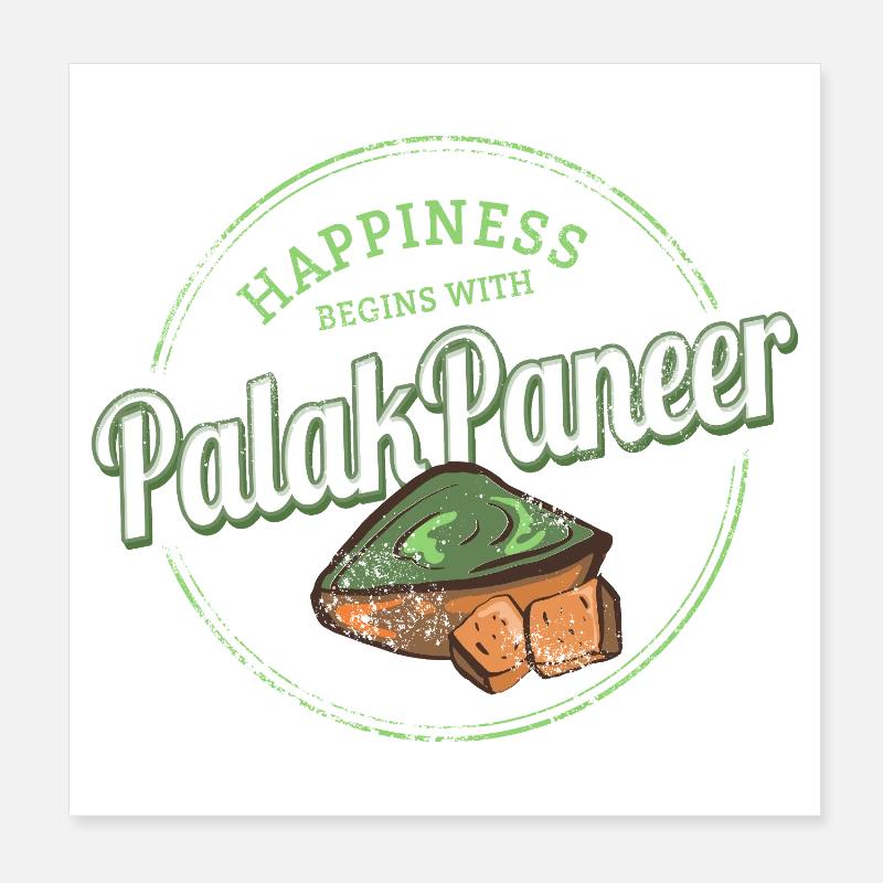Palak Paneer Vintage Spinach Dish Retro Design Poster 8" x 8" (20x20 cm)