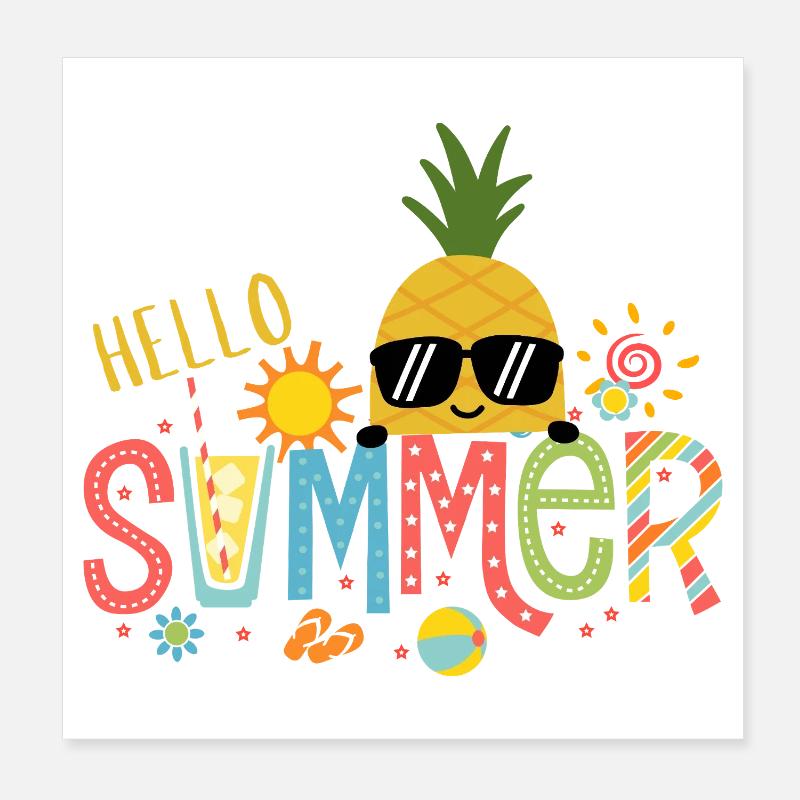 Ananassonne Heller Sommer Poster 20x20 cm