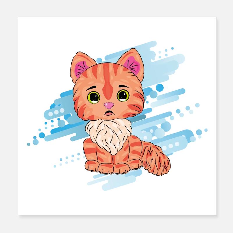 Cute orange cat with scarf Poster 8" x 8" (20x20 cm)