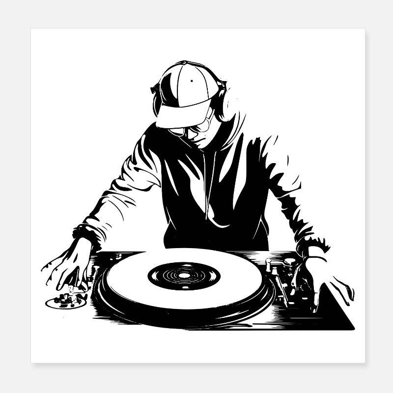 Dj Drawing Poster 8" x 8" (20x20 cm)