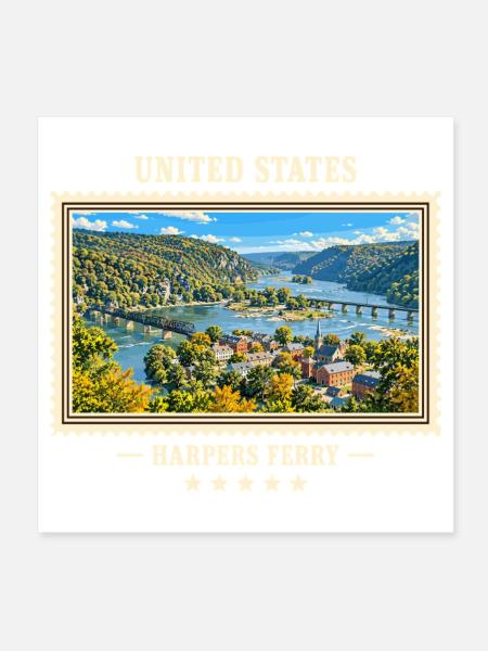 Vereinigte Staaten Harpers Ferry Vintage Marke - Poster 20x20 cm - Weiß - Vorne