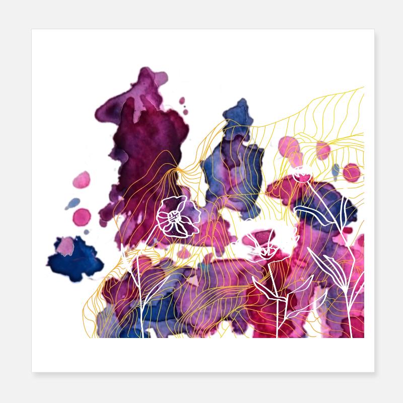 Aquarelle avec fleur Poster 20 x 20 cm