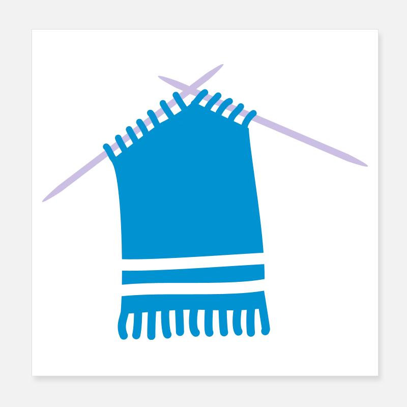 Coloured wool scarf with knitting pattern Poster 8" x 8" (20x20 cm)