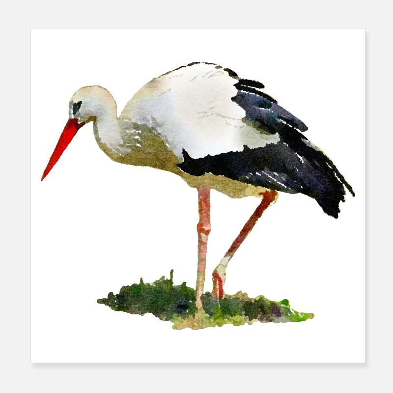 stork - Poster 8" x 8" (20x20 cm) - white