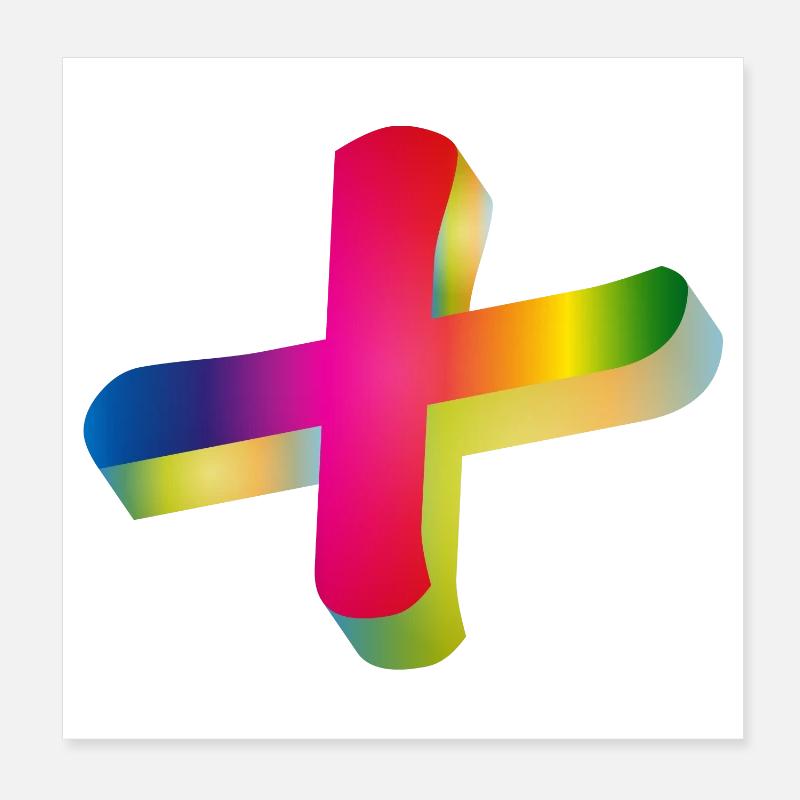 signe plus coloré aux couleurs de l'arc-en-ciel Poster 20 x 20 cm