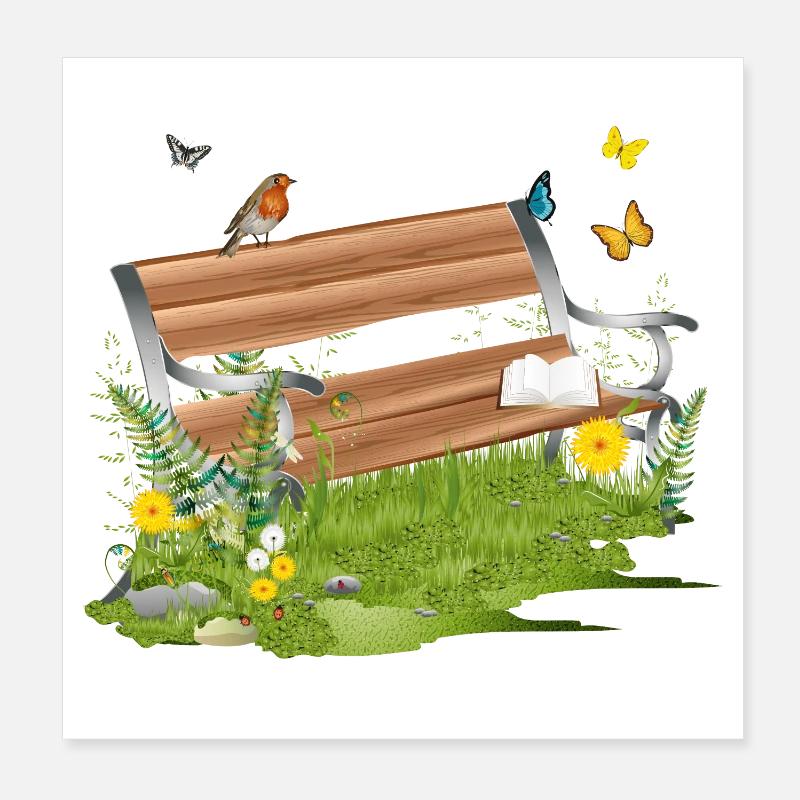 belle banquette à la lisière de la forêt invite à s’attarder Poster 20 x 20 cm