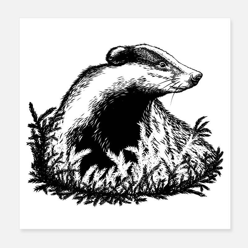 Blaireau Poster 20 x 20 cm