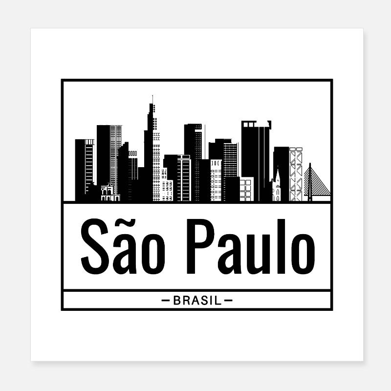 Sao Paulo Brasil Skyline Design Poster 20x20 cm