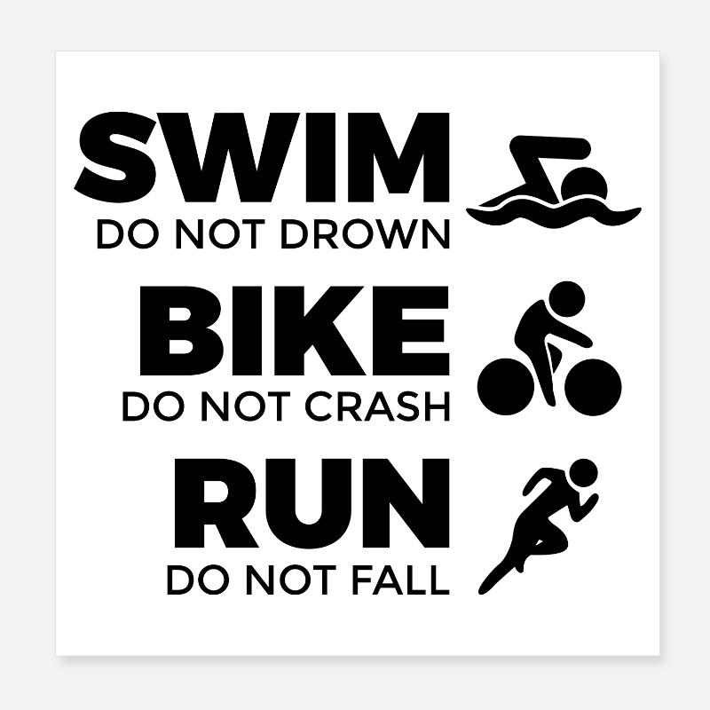 Zitat Triathlet - Poster 20x20 cm - Weiß