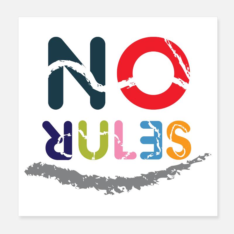 Colored No Rules sign Poster 8" x 8" (20x20 cm)
