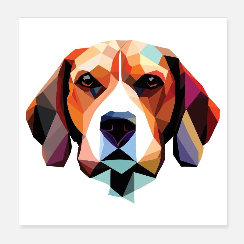 Beagle Hund Polygon Poster 20x20 cm
