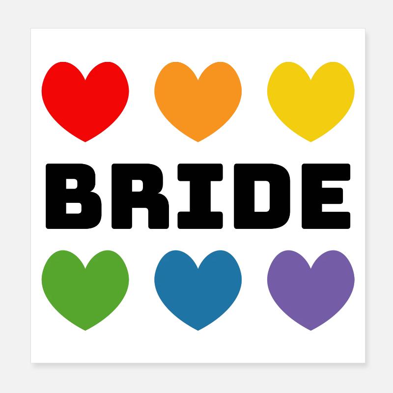 Rainbow Hearts Bride noir Poster 20 x 20 cm
