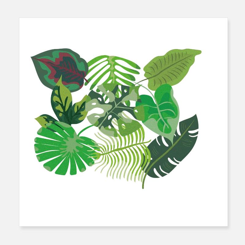 Jungle à motif de feuilles stylé Poster 20 x 20 cm