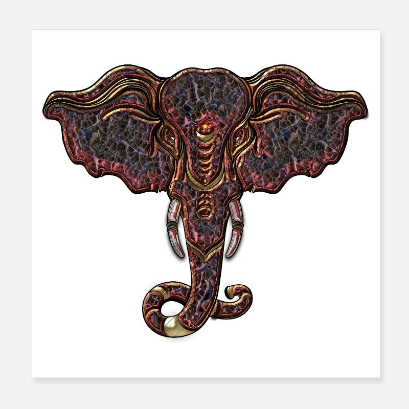 Tête d’éléphant décorative Poster 20 x 20 cm