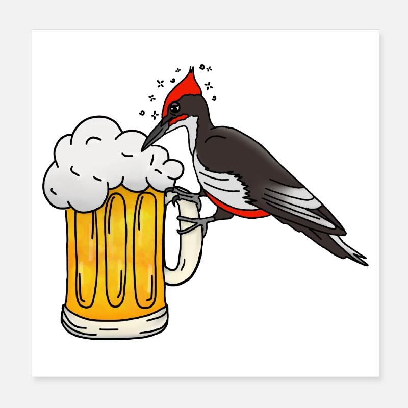 Specht mit Bierkrug  Poster 20x20 cm