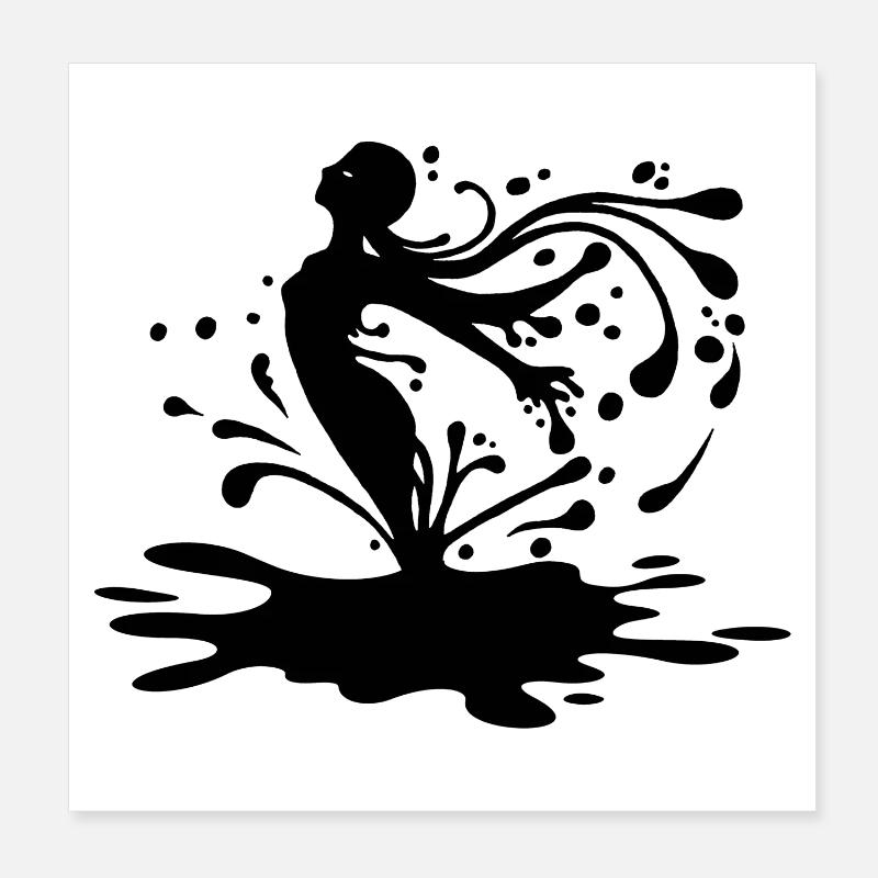 Silhouette et encre de chine Poster 20 x 20 cm