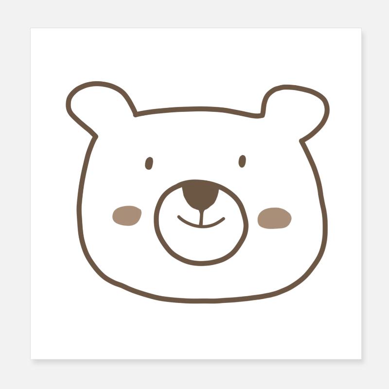 Cuddly Bear Line Drawing Poster 8" x 8" (20x20 cm)