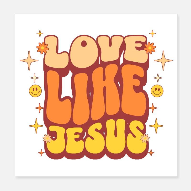 Liebe Jesus Design in Retro Farben - Poster 20x20 cm - Weiß
