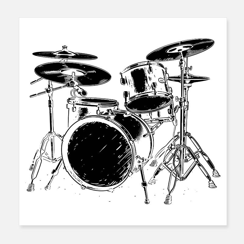 Dessin de batterie Poster 20 x 20 cm